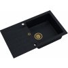 Sink Quality Natalie, kuchynský granitový drez 770x450x170 mm + zlatý sifón, čierna škvrnitá-BROCADE, SKQ-NAT.B.1KDO.XG