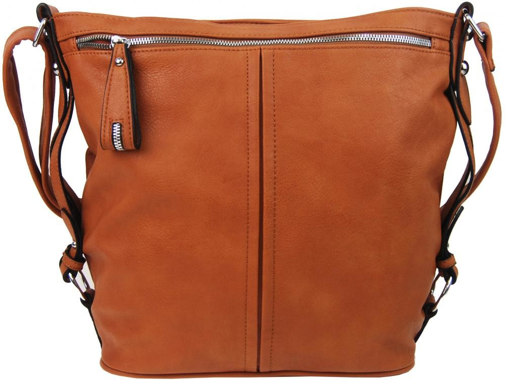 moderná veľká crossbody kabelka 74-MH koňakovo hnedá