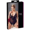 Cottelli Collection PLUS SIZE Crotchless Body, čierne priehľadné body s čipkou