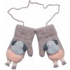 Baby Nellys zimné rukavičky so šnúrkou a kožúškom, Ovečka sivé