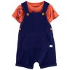 CARTER'S Set 2dielny tričko kr. rukáv, kraťasy na traky Navy Orange chlapec 6m