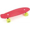 Teddies Skateboard - pennyboard 43cm, nosnosť 60kg plastovej osi, červený, zelené kolesá