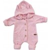 Detský pletený overálok s odopínacou kapucňou - baby pink 56/62 (0-3m)