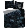 DETEXPOL Francúzske obliečky 3D Ruže čierne micro Polyester - mikrovlákno, 220/200, 2x70/80 cm