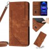 Peňaženkové kožené puzdro Stripe Pattern na Xiaomi Redmi Note 10/10S - Hnedá