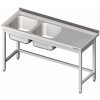 Stůl s dvoukomorovým dřezem po levé straně bez police 1600x700x850 mm | STALGAST, 980807160 inox