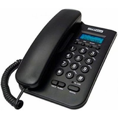 MAXCOM Šnúrový telefón MaxCom KXT100 s podsvietením a dvojitým identifikátorom volajúceho Domáci telefón LCD čierny