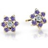 Cutie Jewellery Pôvabné detské náušnice zo žltého zlata C2152-30-X-1 fialová