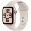 Inteligentné hodinky Apple Watch SE 2023 GPS 44mm pouzdro z hvezdně bílého hliníku - hvězdně bílý sportovní řemínek - M/L (MRE53QC/A)