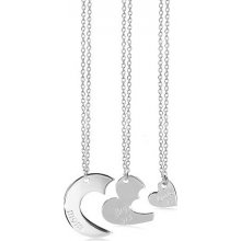 Šperky eshop trojset zo striebra tri náhrdelníky kruh s výrezmi srdiečka a nápisy R48.25