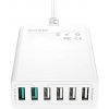 BlitzWolf BW-S15 6 x USB-A sieťový nabíjací adaptér, QC3.0, 60 W, biely