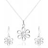 Šperky eshop - Strieborná 925 sada - náhrdelník a visiace náušnice, kvet so zirkónom SP34.16