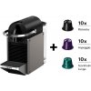 Kapsľový kávovar KRUPS Nespresso Pixie Redesign + darček 30 kapsúl XN306T10P Titanový/Čierny