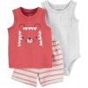 CARTER'S Set 3dielny body bez rukávov, tielko, kraťasy Red Tiger chlapec 9m 1N584910_9M