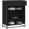 vidaXL Skrinka na topánky, čierna 75x38x97,5cm, kompozitné drevo a kov