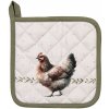 Clayre & Eef Barnyard Chicken Béžová chňapka podložka so sliepočkami 20 x 20 cm
