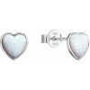 Strieborné náušnice so syntetickým opálom biele srdce 11337.1 White s. Opal