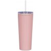 Termo hrnček so slamkou - Vrúbkovaný - Tumbler - 800 ml - rôzne farby Farba: Ružová