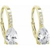Pozlátené náušnice visiace so zirkónom biela slza 11206.1 Au plating