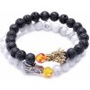 Nefertitis Sada dvoch pánskych náramkov z lávy a howlitu s dračími hlavami NF22241 - obvod cca 17 až 22 cm