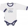 EEVI Dojčenské body dl. rukáv, zapínanie u krku Cosmos - bílé s modrým lemem 80 (9-12m)
