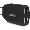 Canyon CNE-CHA22B duálna USB nabíjačka do zásuvky v stene, 2.4A. čierna