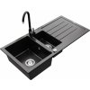 Granitový drez s kuchynskou batériou MEXEN ANDRES II čierny