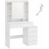Songmics Vasagle Ginny Toaletný stolík s LED osvetlením, 97 cm, biely