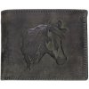 HL Luxusná kožená peňaženka s hlavou koňa - čierna