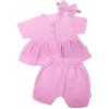 Baby Nellys 3-dielna mušelínová súpr., tunika/blúzka, kraťasky, čelenka, ružová, veľ. 80, 80 (9-12m)