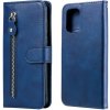 Peňaženkové kožené puzdro Calf Zipper na Xiaomi Redmi Note 10/10S - Modrá