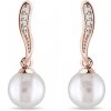 Náušnice z ružového zlata s diamantmi a perlami KLENOTA K0081014