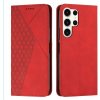 Peňaženkové kožené puzdro Splicing na Samsung Galaxy S24 Ultra 5G - Červená