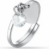 LUCA BARRA Oceľový prsteň so srdcom a bielym zirkónom