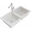 MEXEN/S MEXEN/S - Mario granitový drez 2-bowl vrátane batérie Flora, biela 6504-20-670401-00