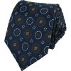 Quentino Tmavě modrá pánská hedvábná kravata s hnědým vzorem PKHVB10