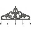 Chic Antique Šedý antik nástenný vešiak s 5-timi háčikmi a ornamentom - 32*4*21cm - Chic Antique