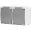 Solight dvojzásuvka do vlhka, IP54, sivá [5B308]