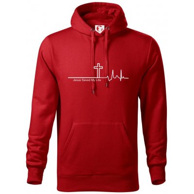 Jesus Saved My Life kríž ekg mikina s kapucňou Hooded sweater červená od  33,96 € - Heureka.sk