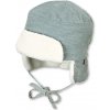 STERNTALER Čiapka letecká menčester na viazanie s kožušinou dark turquois chlapec veľ.47 cm 9-12 m