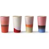 HKLIVING 4ks farebný retro hrnček na latté 70s - Ø 7,5*13cm - HKLIVING