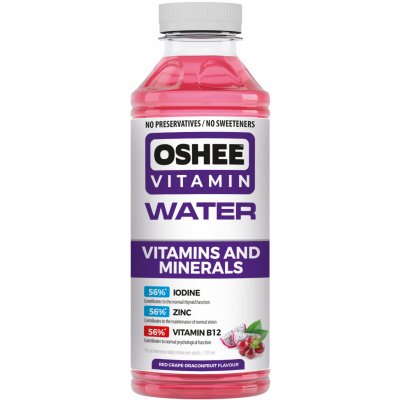 Oshee Vitamínová voda Minerály + vitamíny červené hrozno / dragonfruit 0,55 l