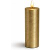 SIRIUS LED sviečka na batérie, vosk Sille, Ø 5 × 15 cm, zlatá, 2 × AA