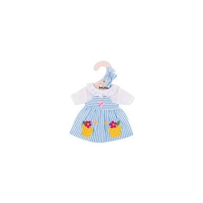 Bigjigs Toys Modré pruhované šaty pre bábiku 28 cm