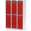 Alfa 3 Šatníková skrinka S6 s úložnými boxami, 6 boxov, 1800 x 1200 x 500 mm, otočný zámok, červené dvere