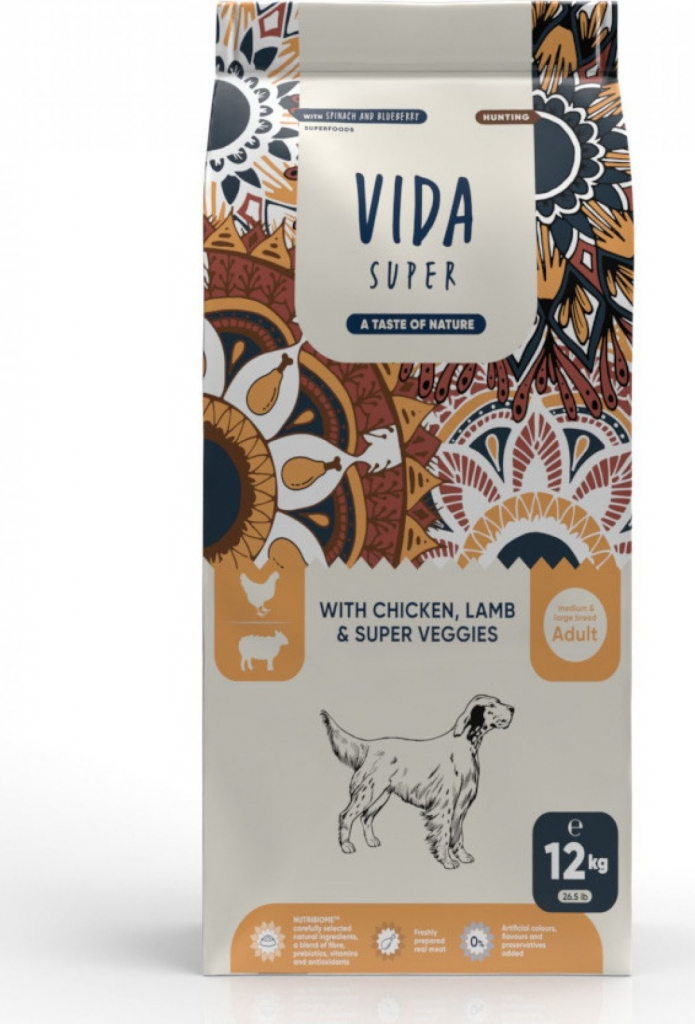 Kraftia Vida Super Dog Adult M/L Hunting Chicken & Lamb 12 kg