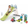 Set šmykľavka s dvojitou vlnou a nákladné auto Toboggan Life Smoby dĺžka šmyku 200 cm s vodotryskom a vozík s náradím na záhradu