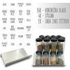 Orion Sada 16ks koreničiek BLACK 80ml + 4ks nerezový organizér na koreničky VASKY - NEREZ + sada 24ks štítkov