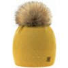 Fashionweek Dámska čiapka s kožušinovou brmbolcom JENOT +flísová podšívka WOOL VERONA Farba: horčicovou, Veľkosť: Universal
