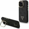 Guess PU 4G Strass Triangle Logo Stand Camera Frame MagSafe Zadní Kryt pre iPhone 15 Pro Max Black